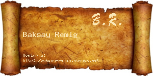 Baksay Remig névjegykártya